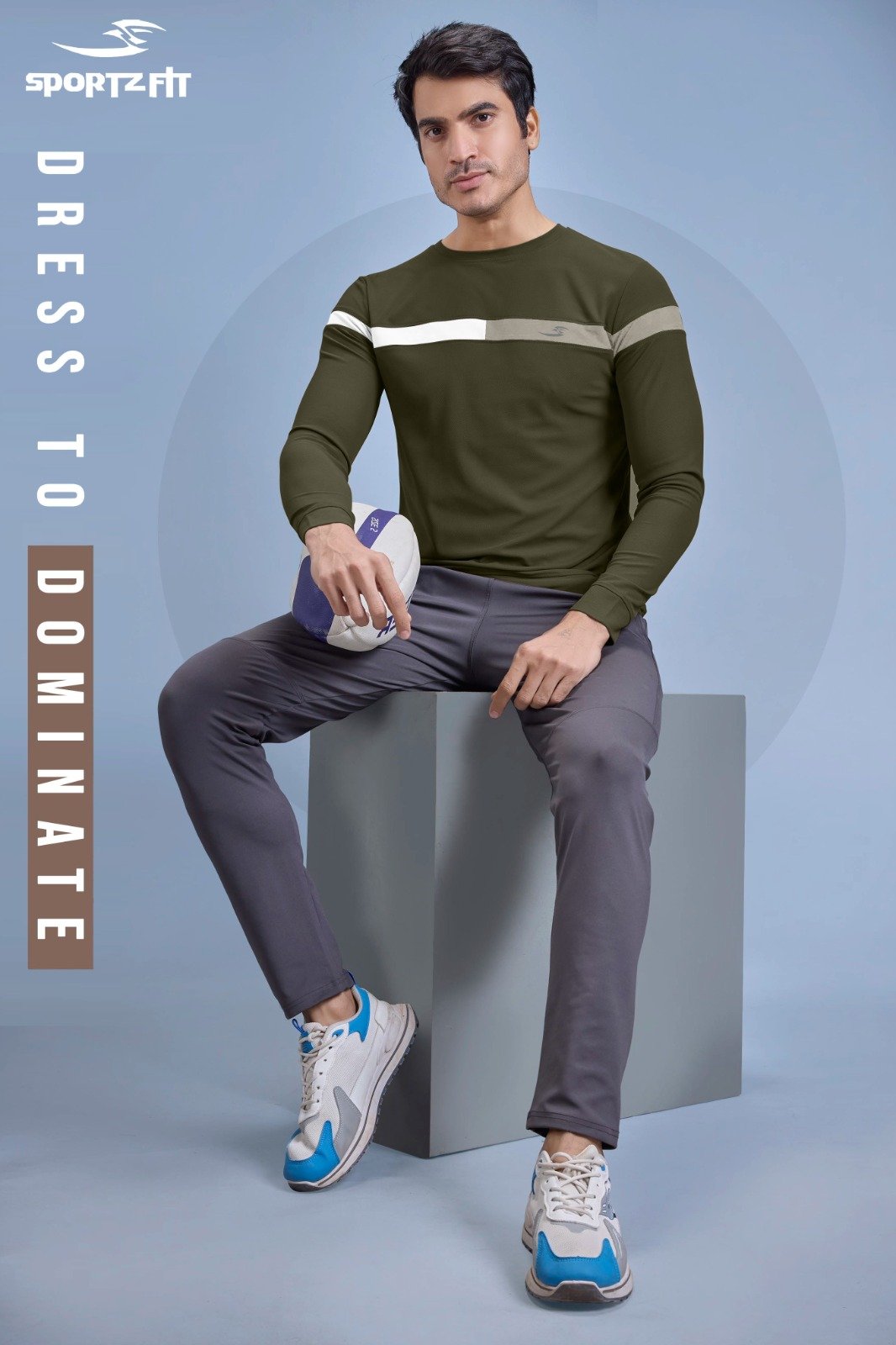 Men Round Neck Full Sleeve T-Shirt - Olive Green | L | SBT67